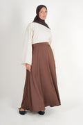 Jupe évasée satin marron