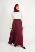 Jupe évasée satin bordeaux