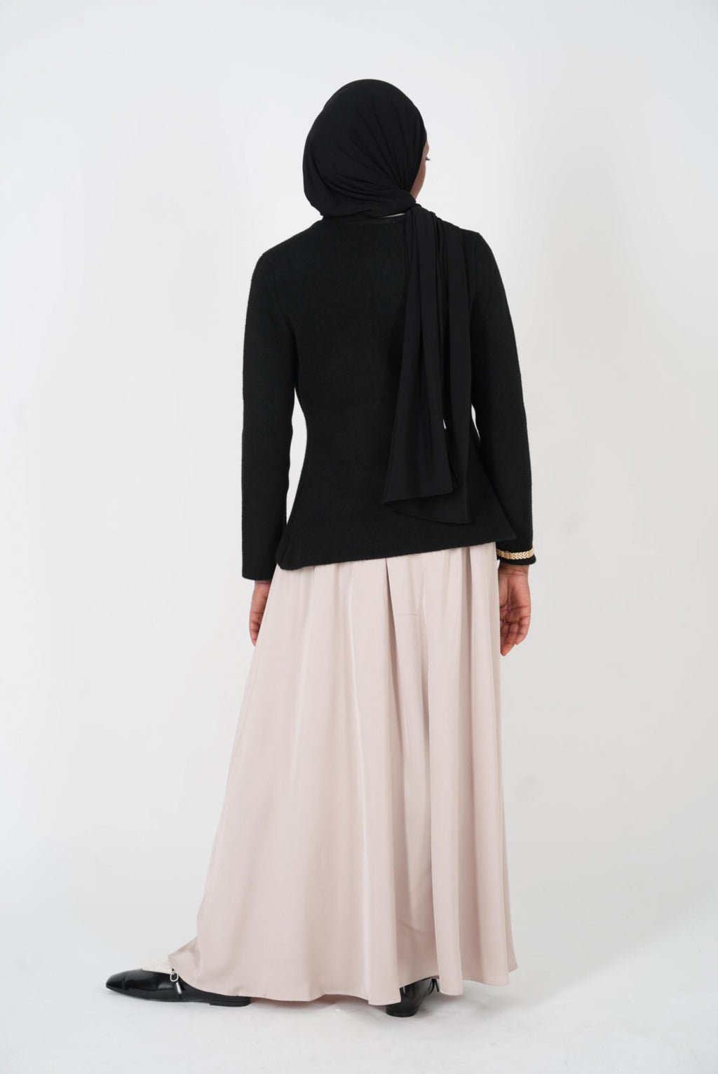 Jupe évasée satin beige