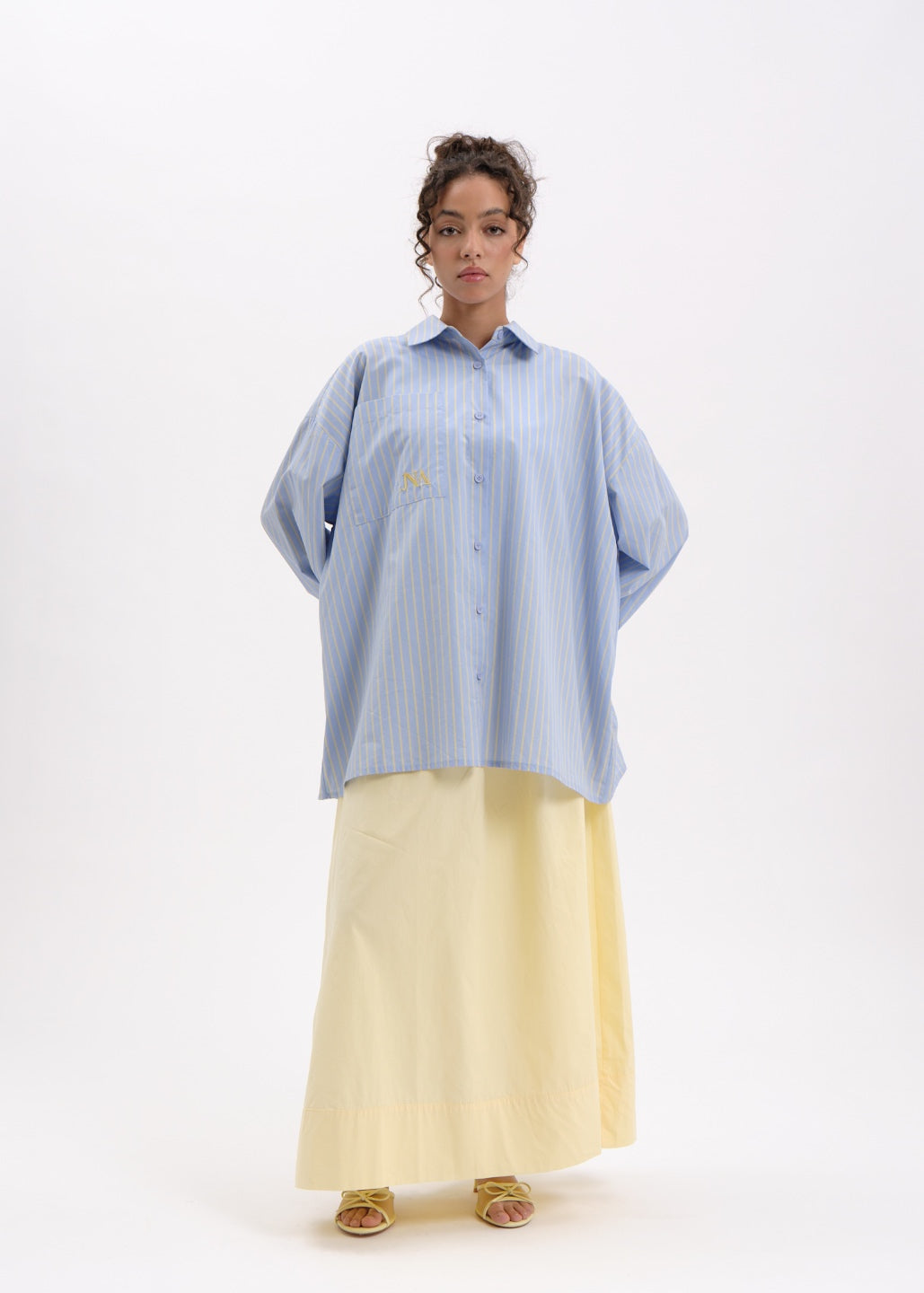 Chemise à rayures bleu/jaune