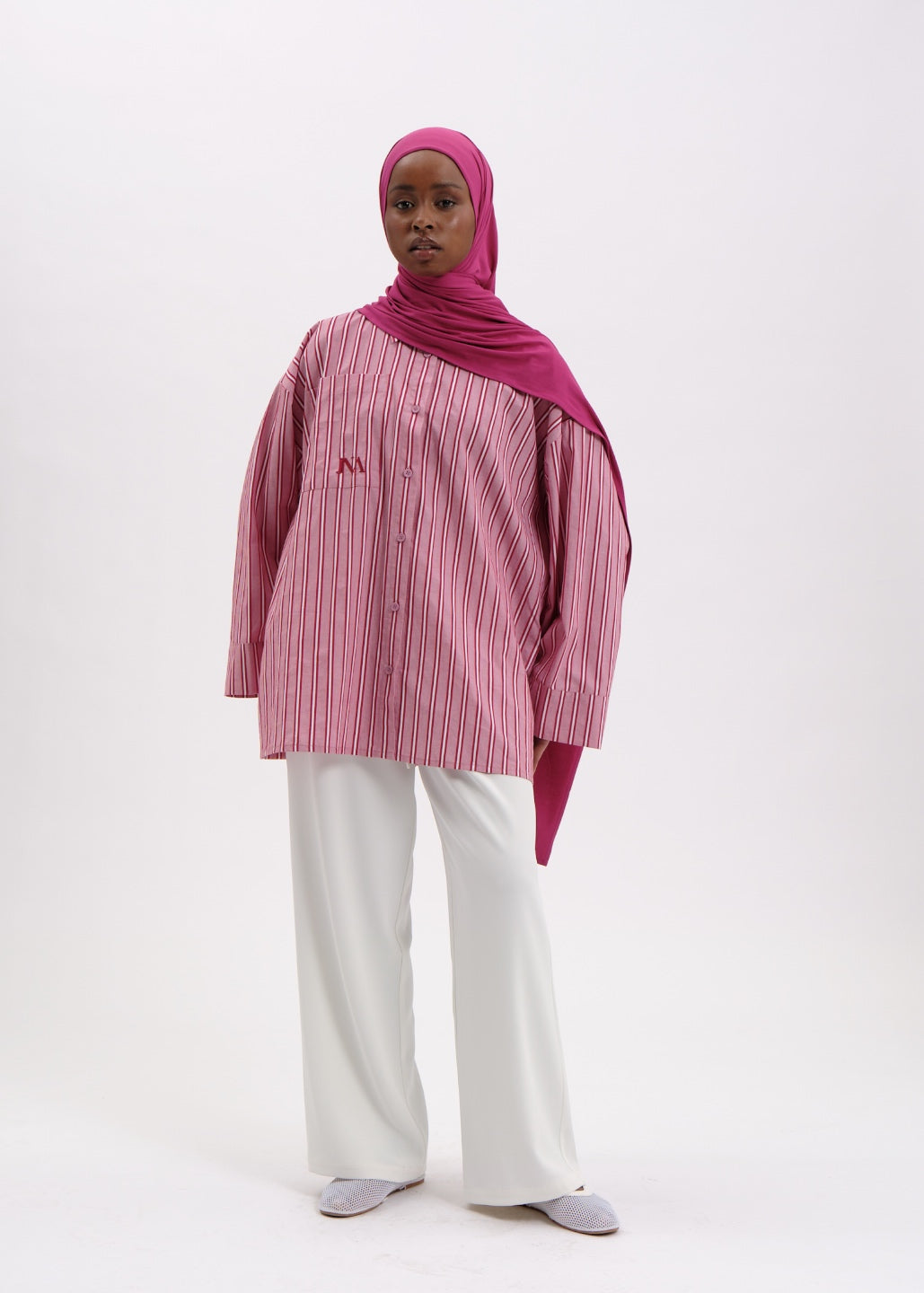 Chemise à rayures cerise