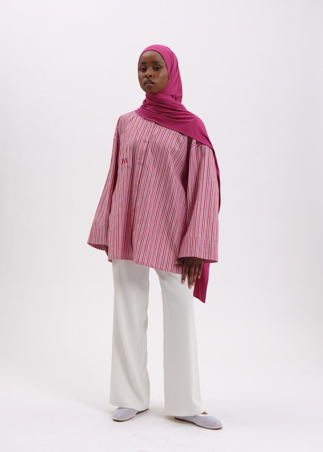 Chemise à rayures cerise