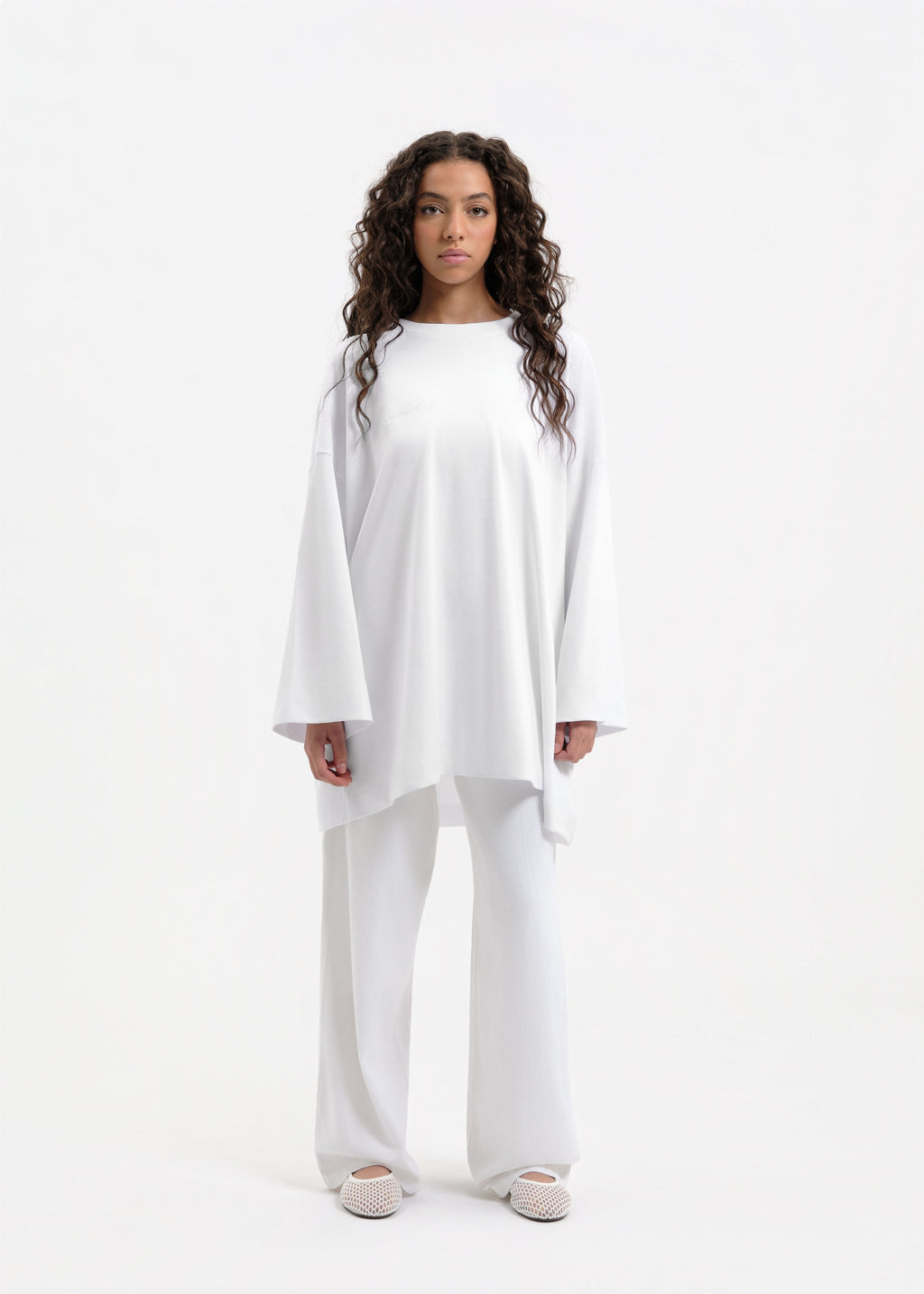 T-shirt oversize blanc beige