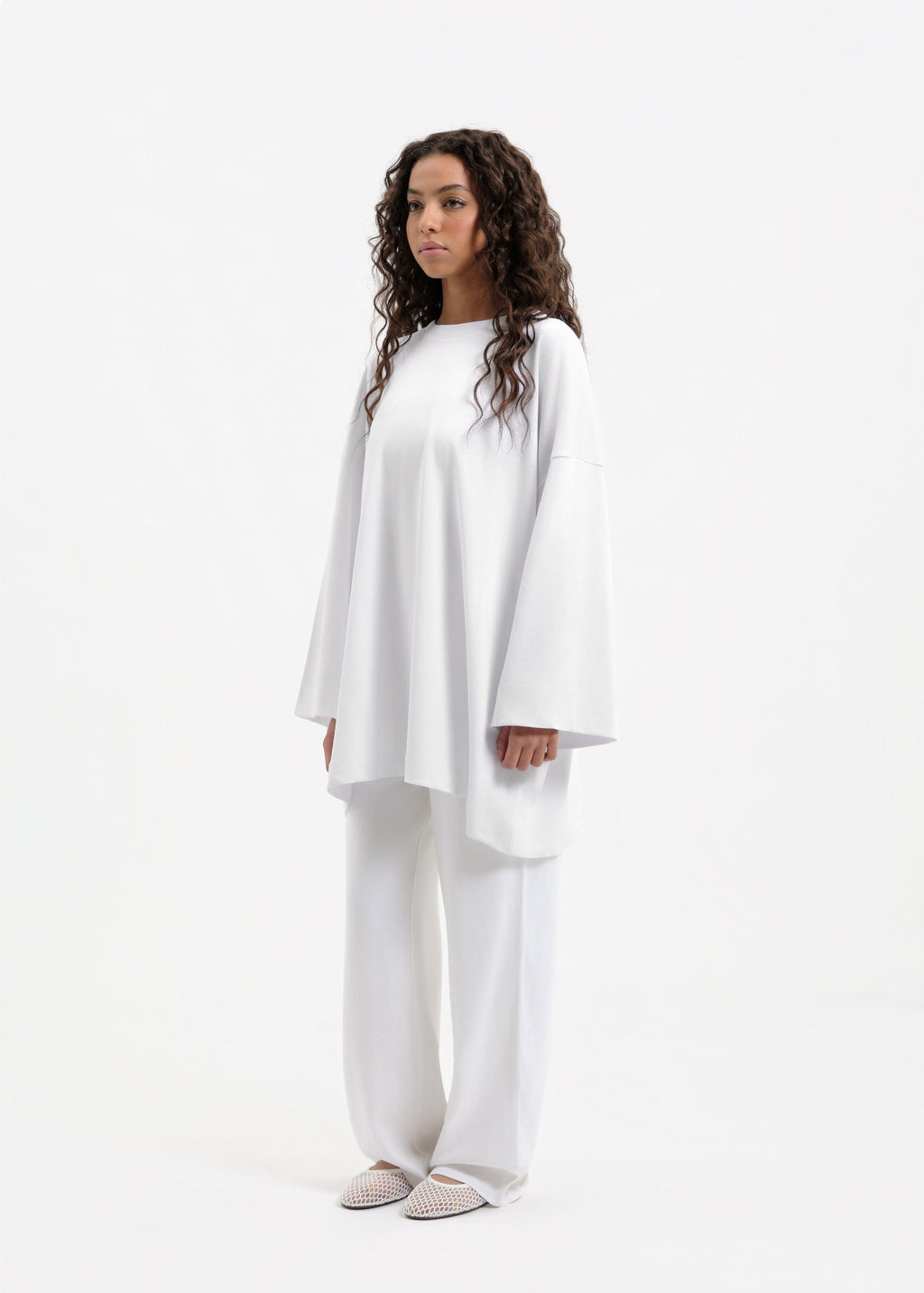 T-shirt oversize blanc beige