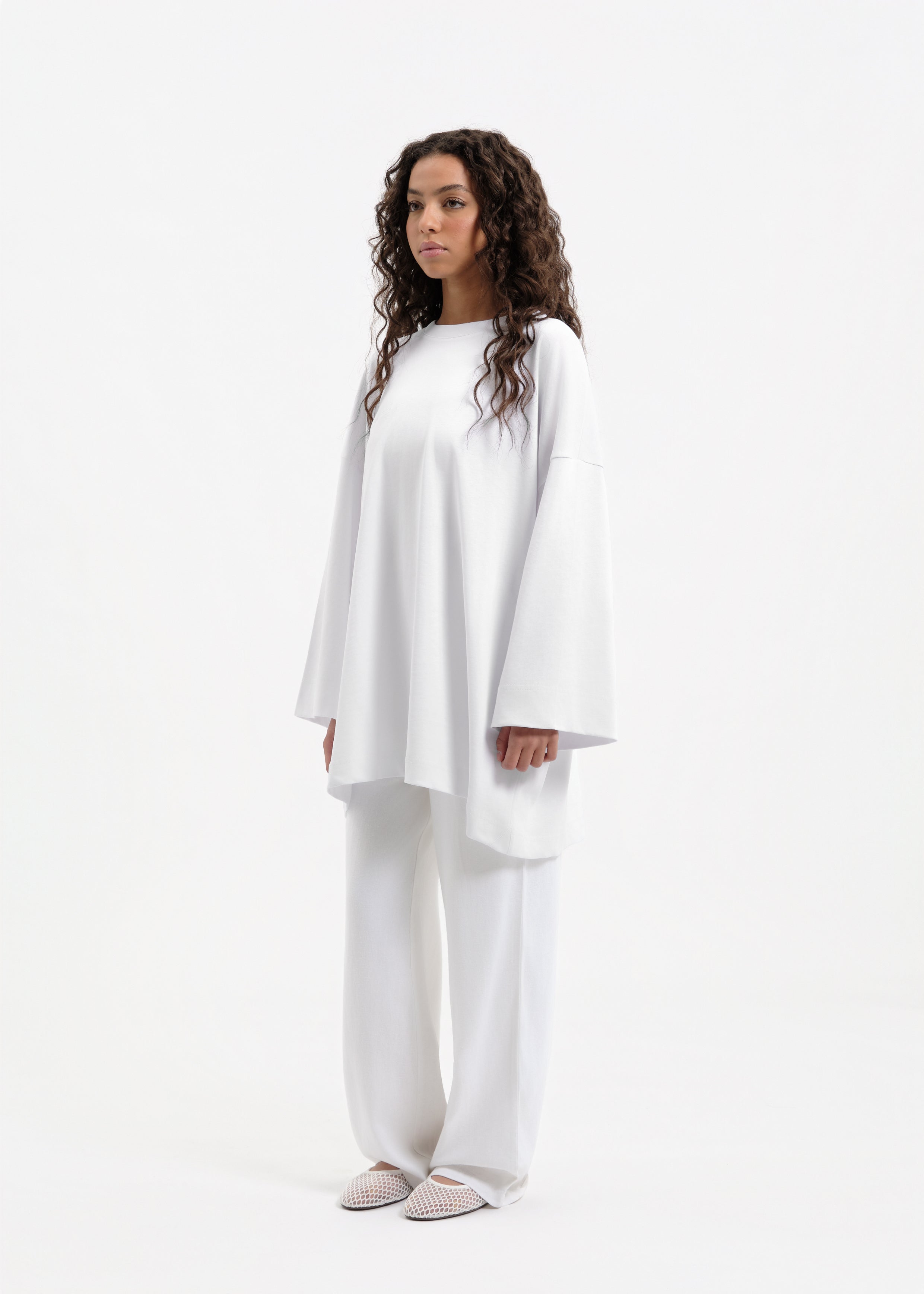 T-shirt oversize blanc beige