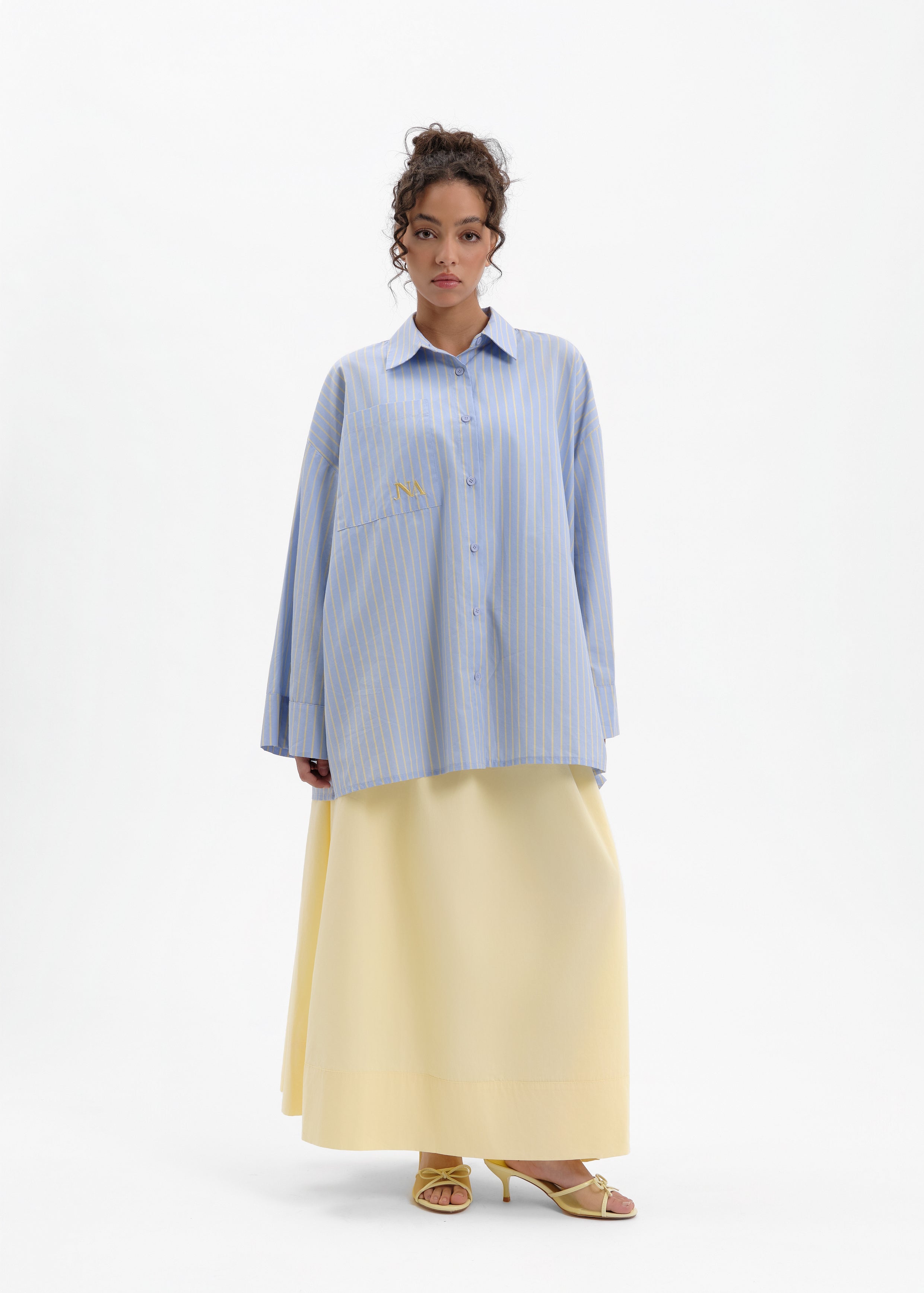 Chemise à rayures bleu/jaune
