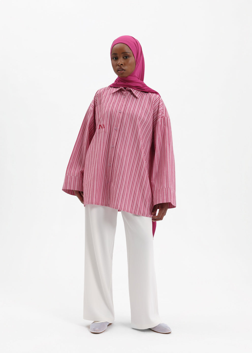 Chemise à rayures cerise