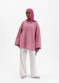 Chemise à rayures cerise