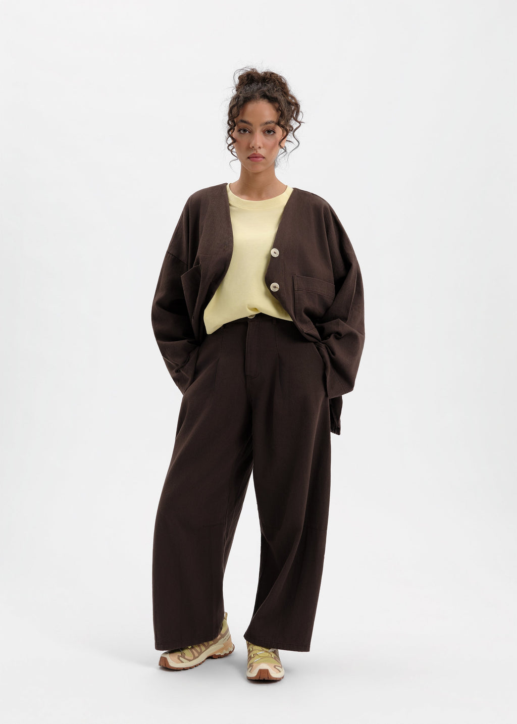 Veste oversize coton marron