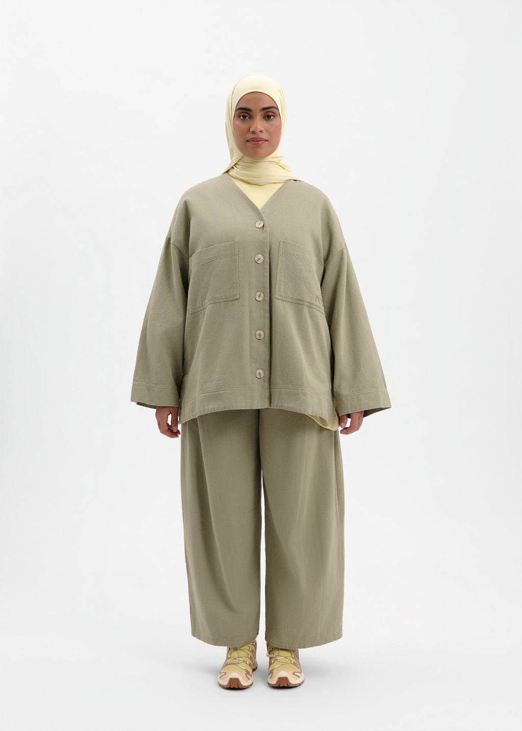 Veste oversize coton olive