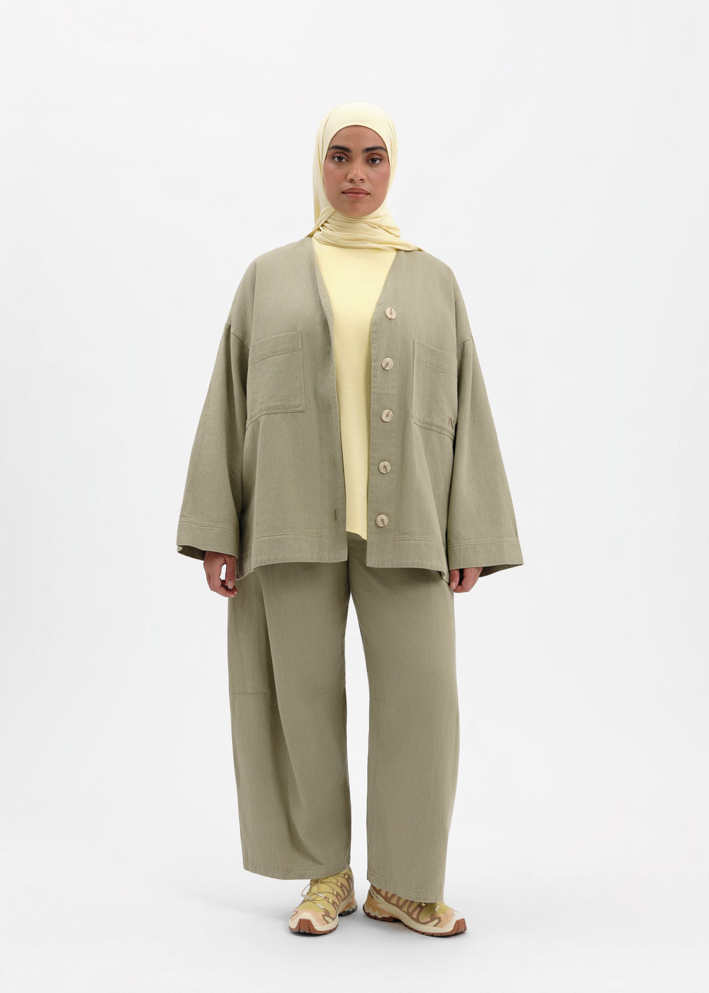 Veste oversize coton olive