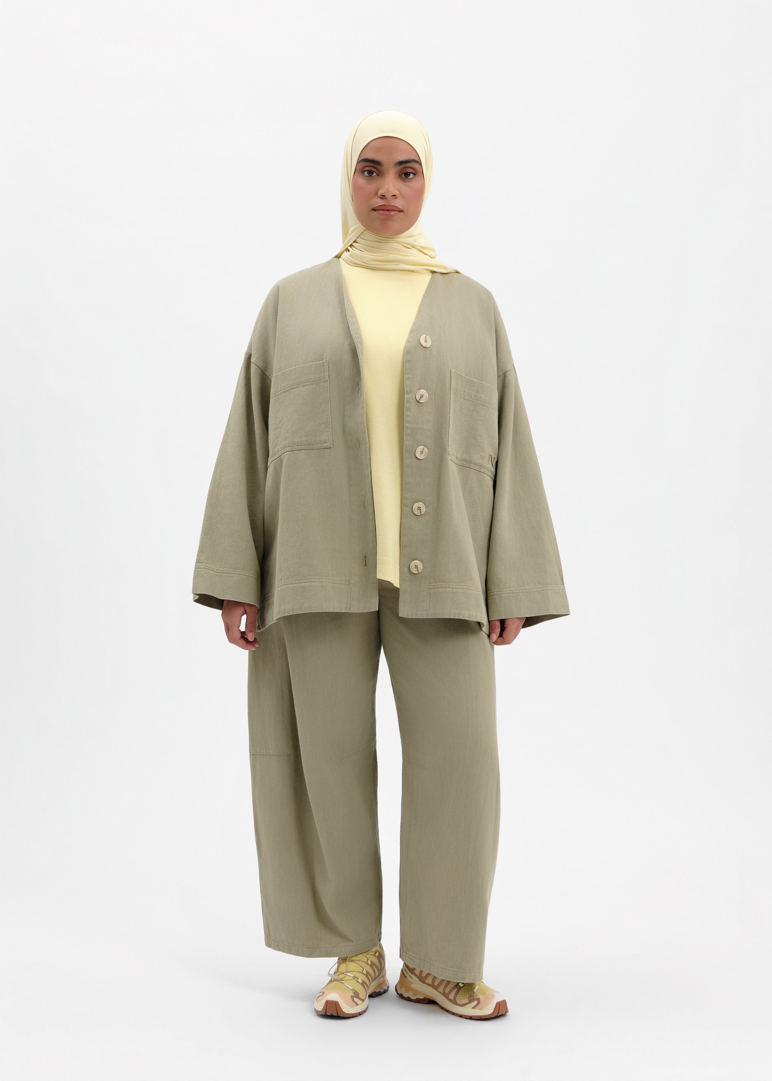 Veste oversize coton olive