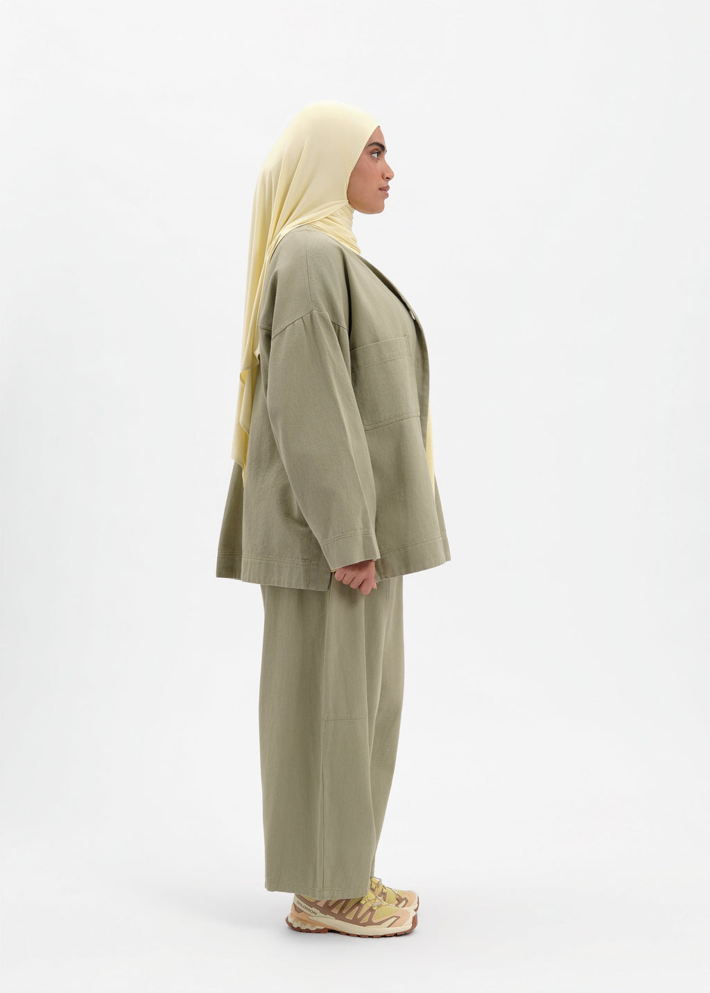 Veste oversize coton olive
