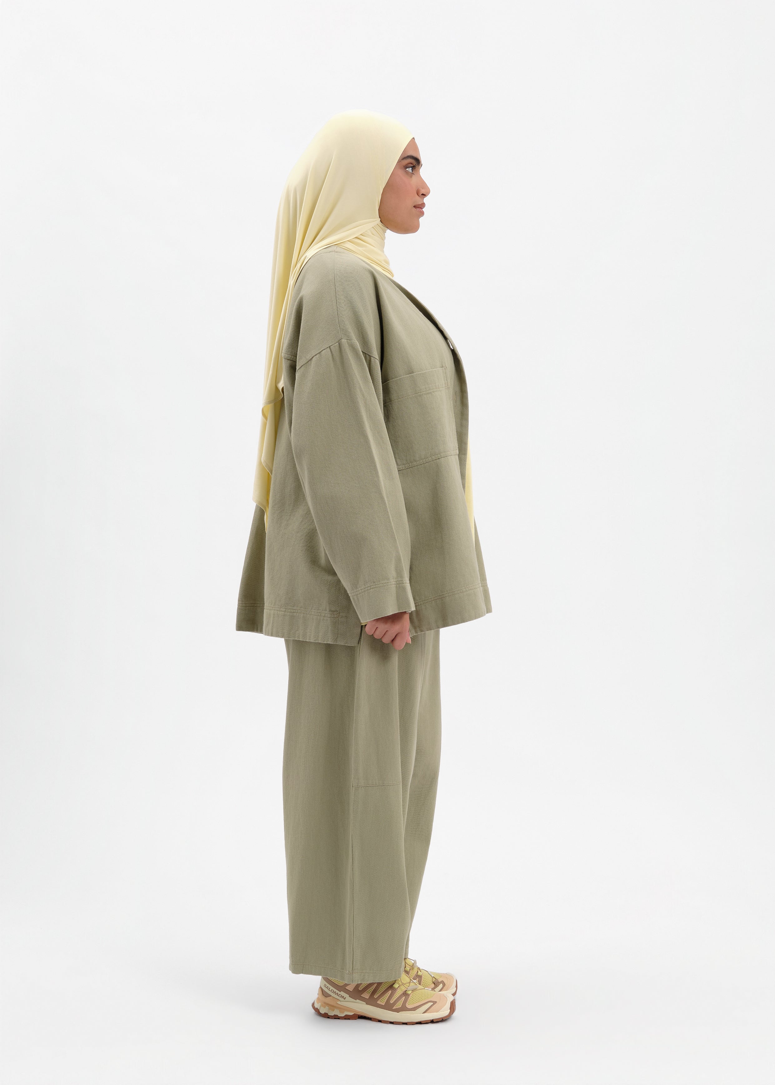 Veste oversize coton olive
