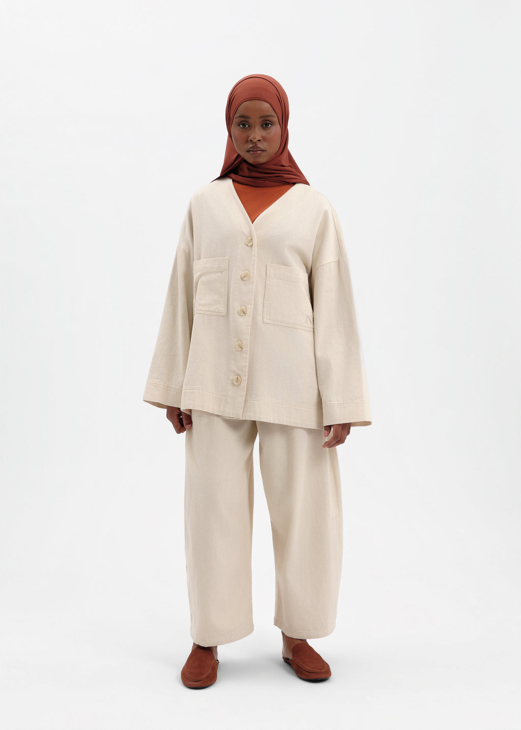 Veste oversize coton beige