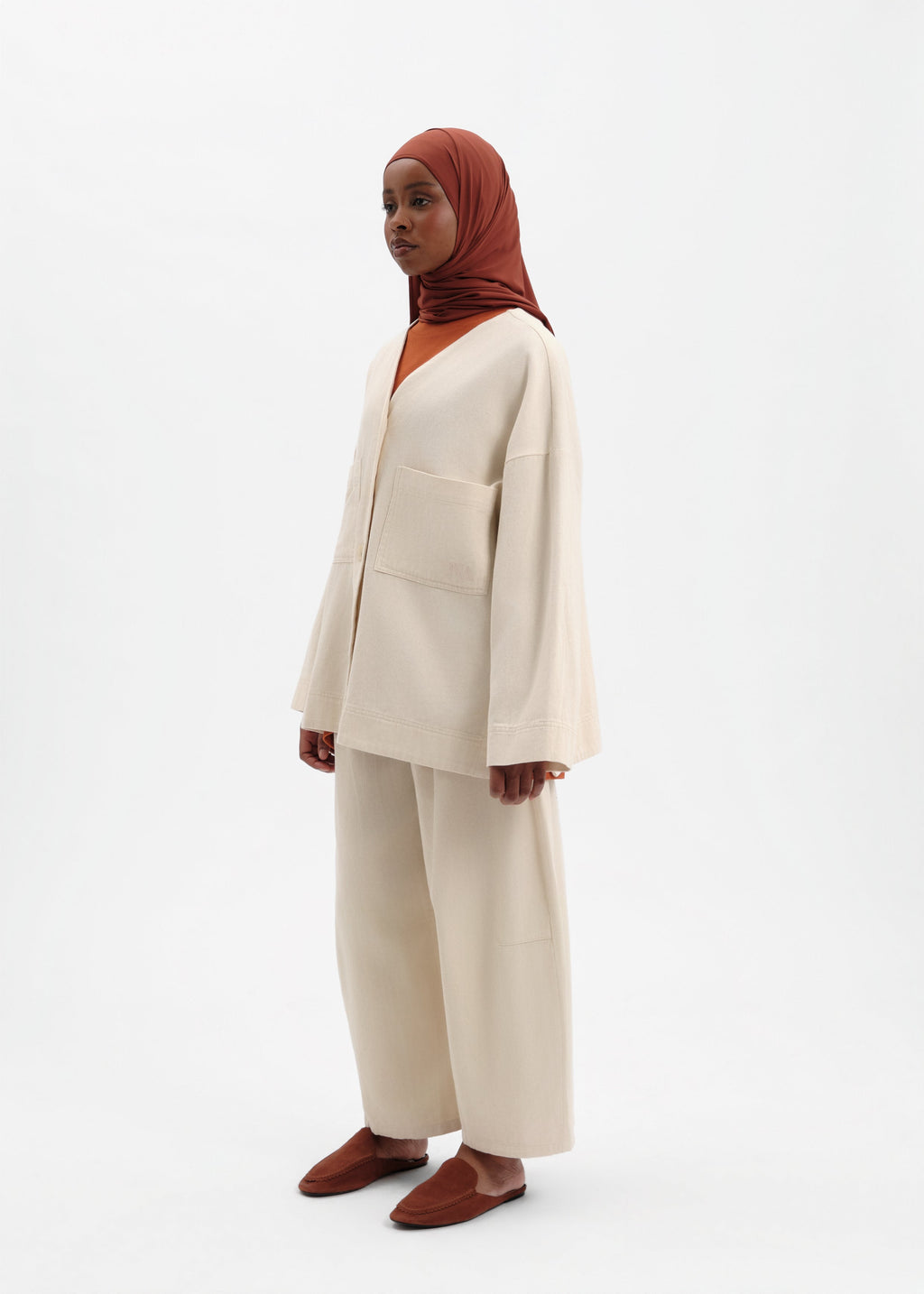 Veste oversize coton beige