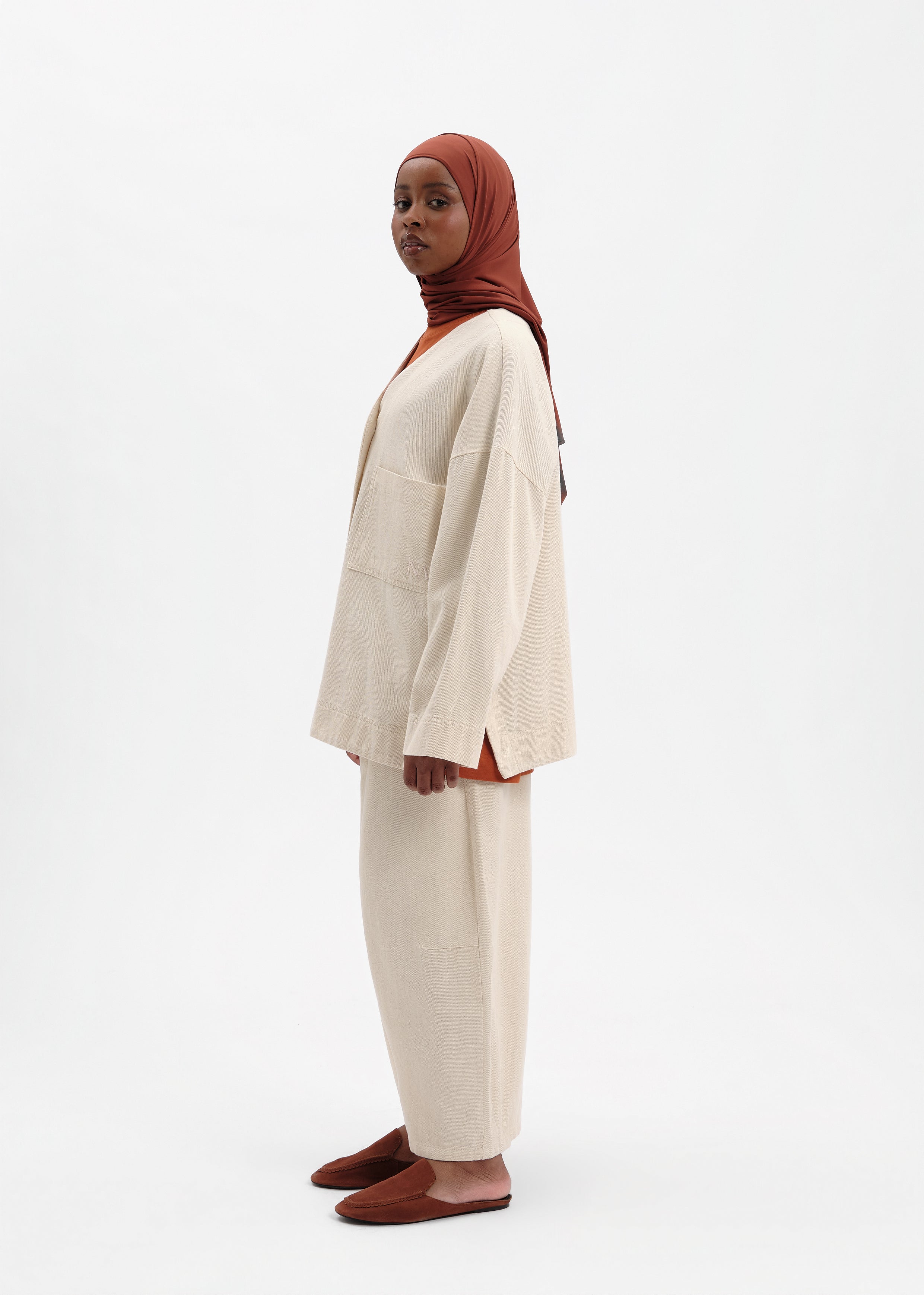 Veste oversize coton beige