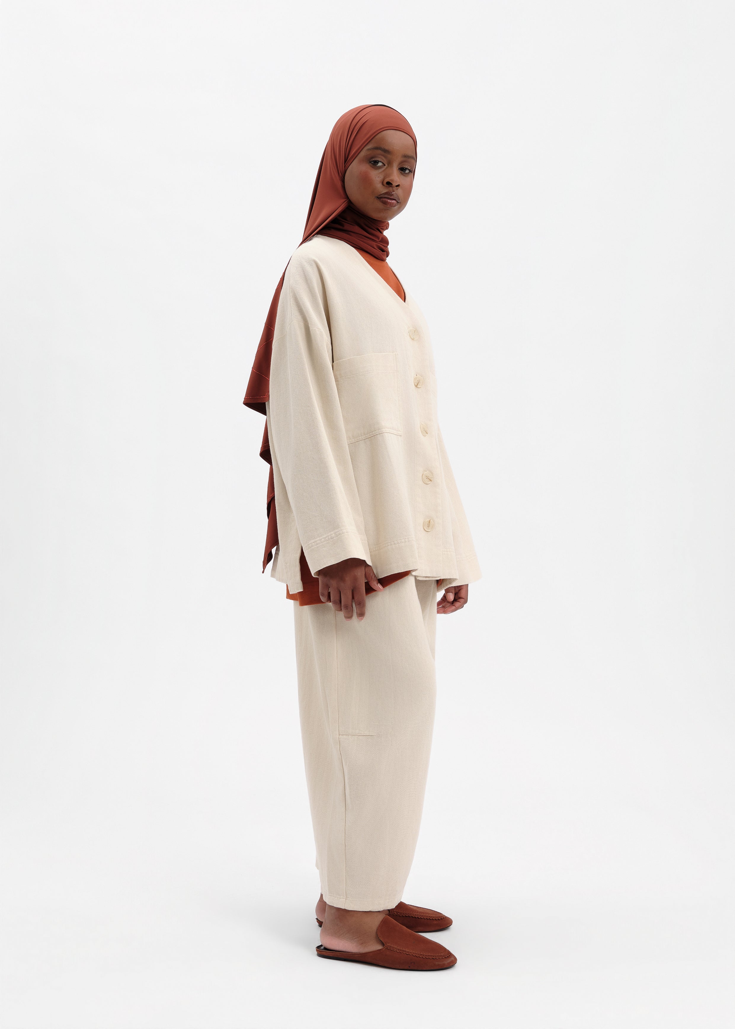 Pantalon barrel beige
