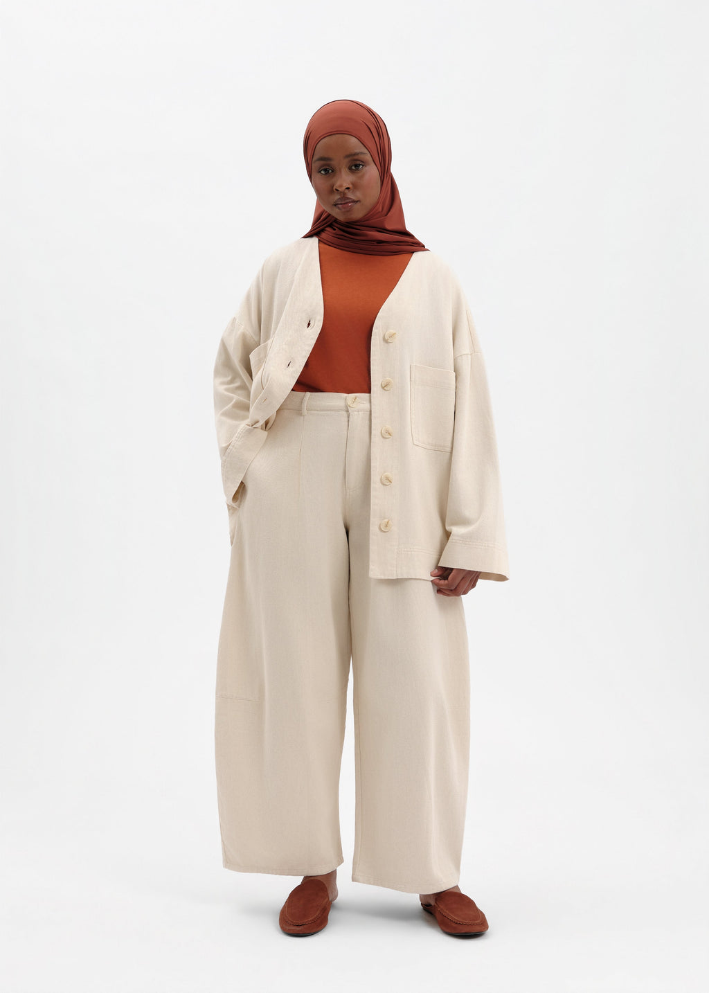 Pantalon barrel beige