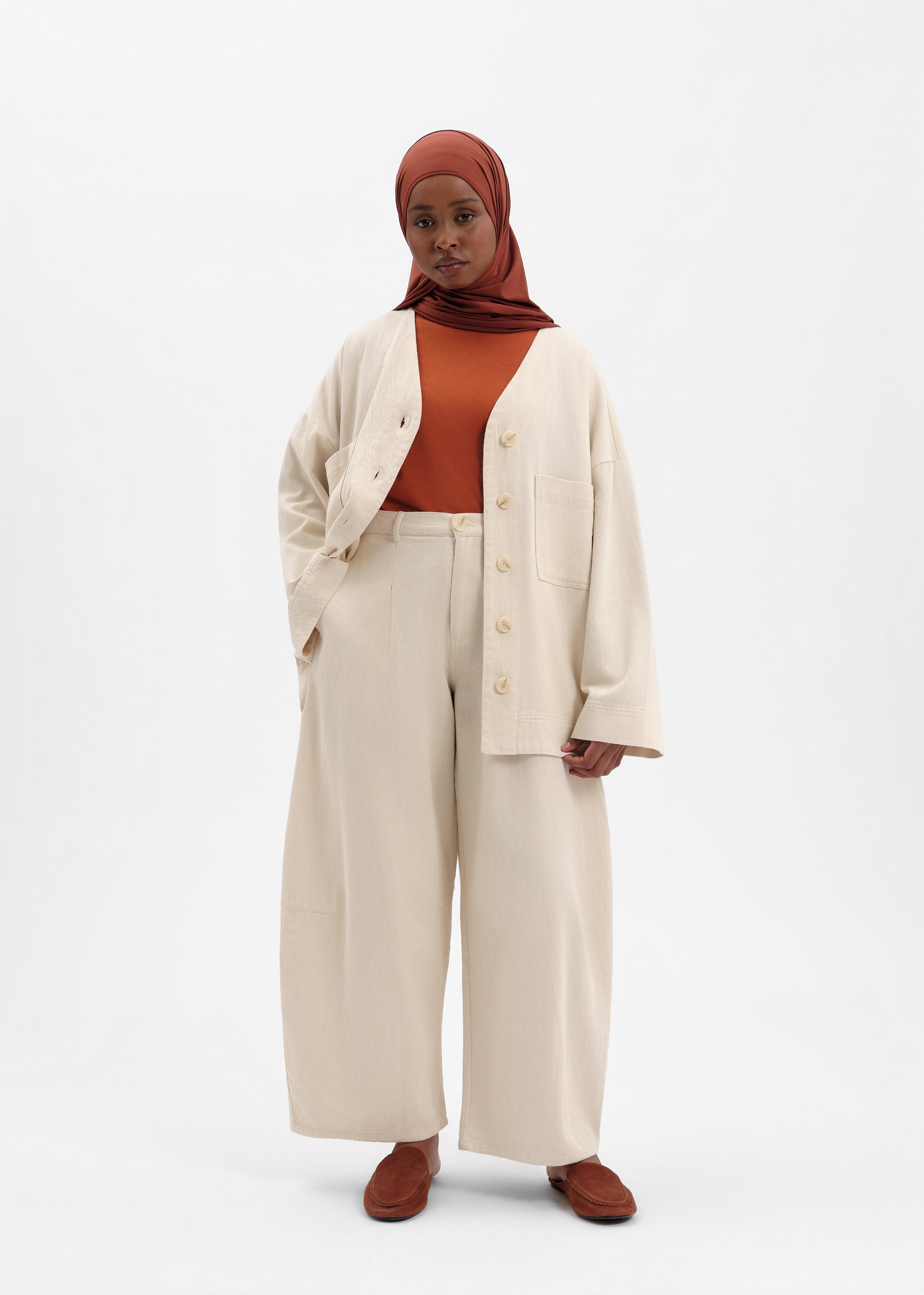 Pantalon barrel beige