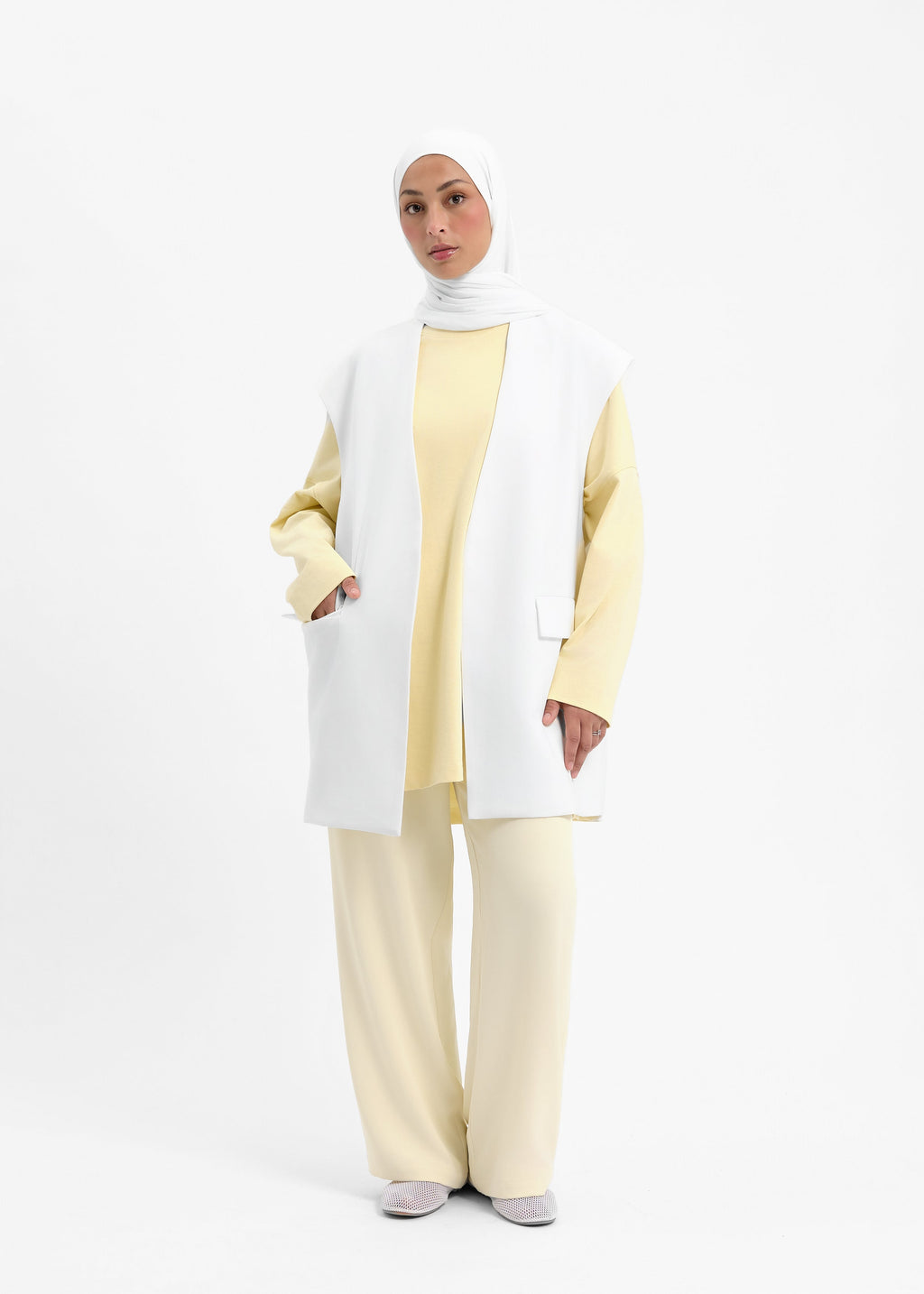 Blazer sans manches blanc