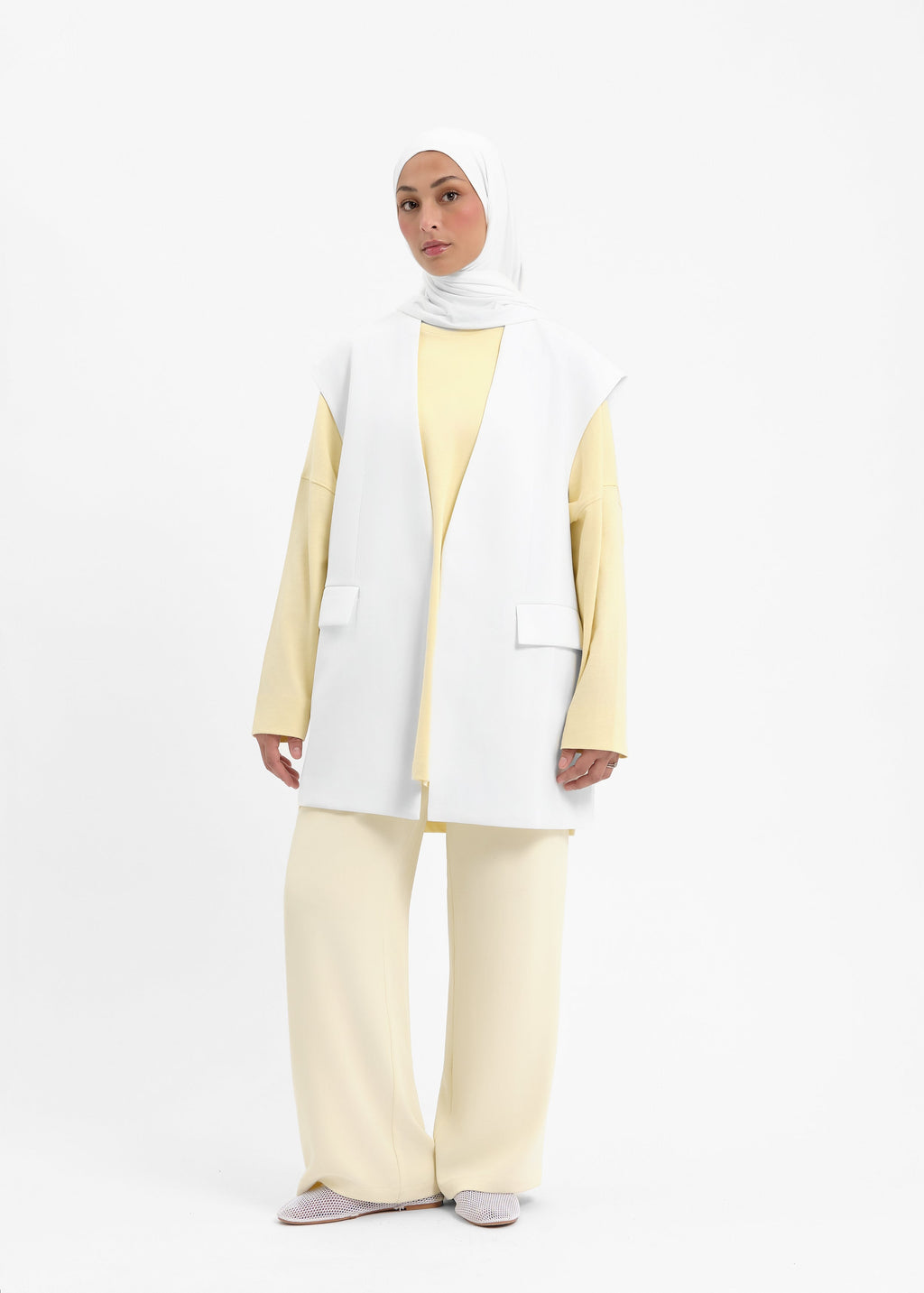 Blazer sans manches blanc