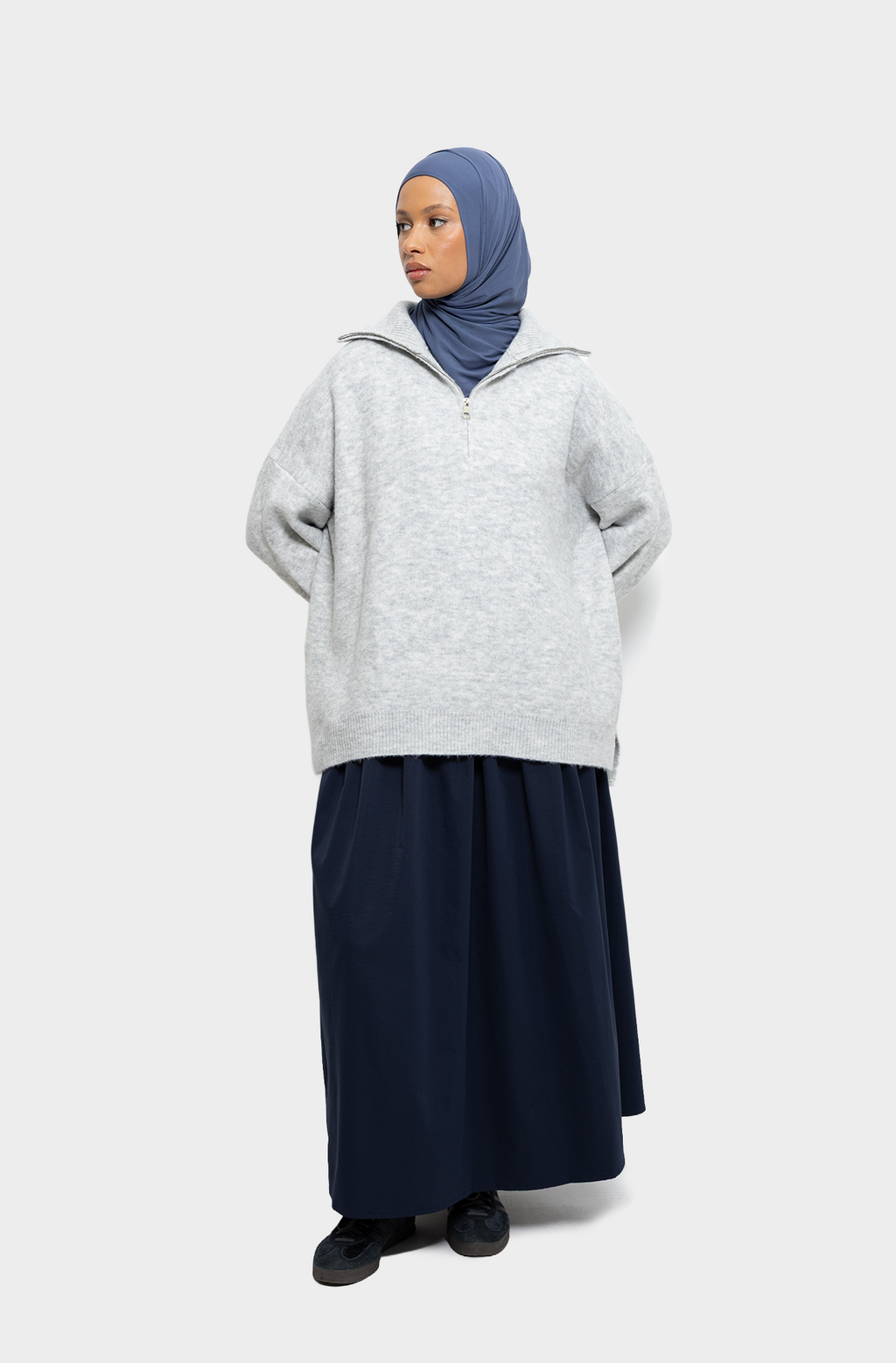 Pull col zip Nuage