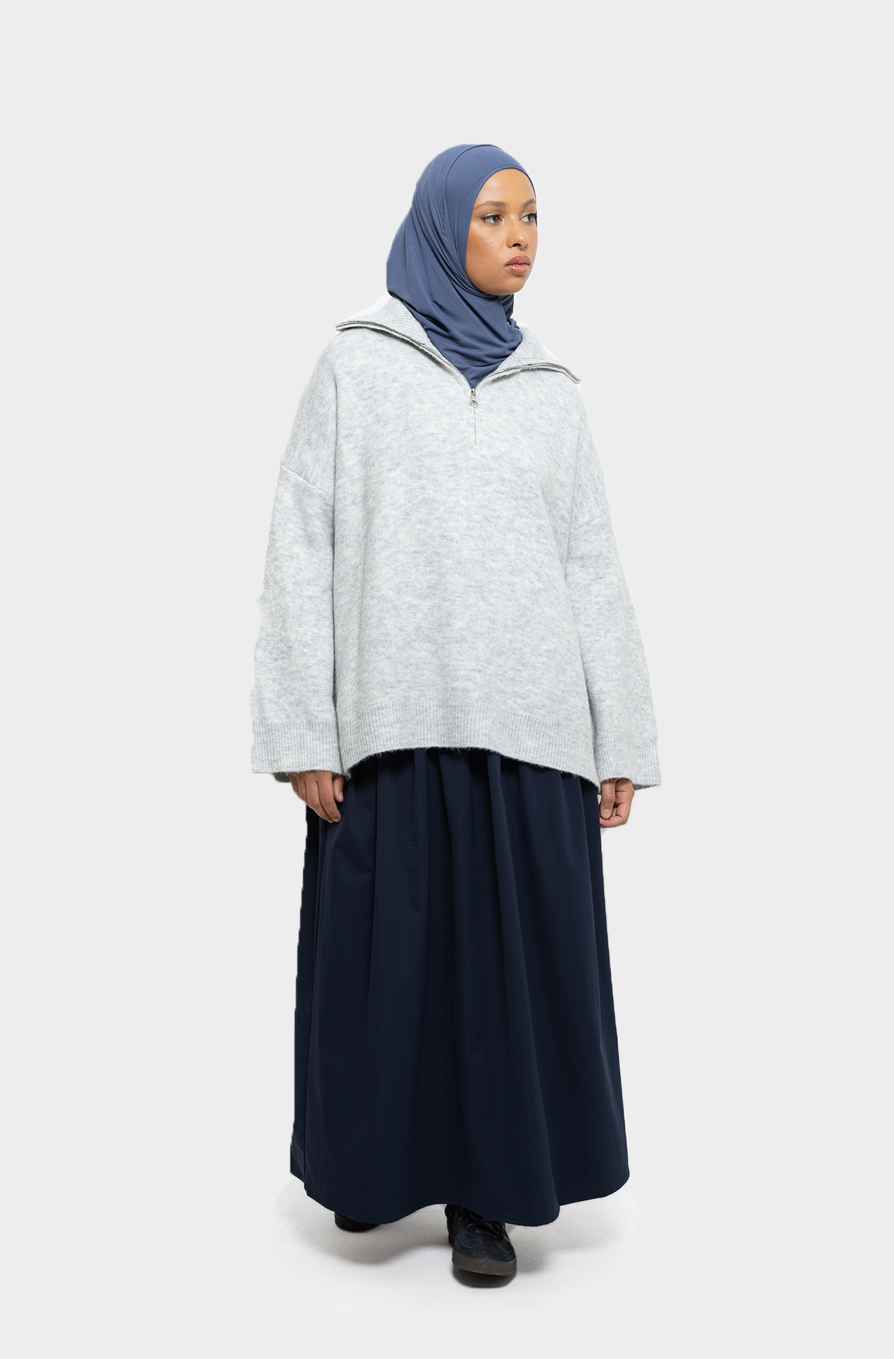 Pull col zip Nuage