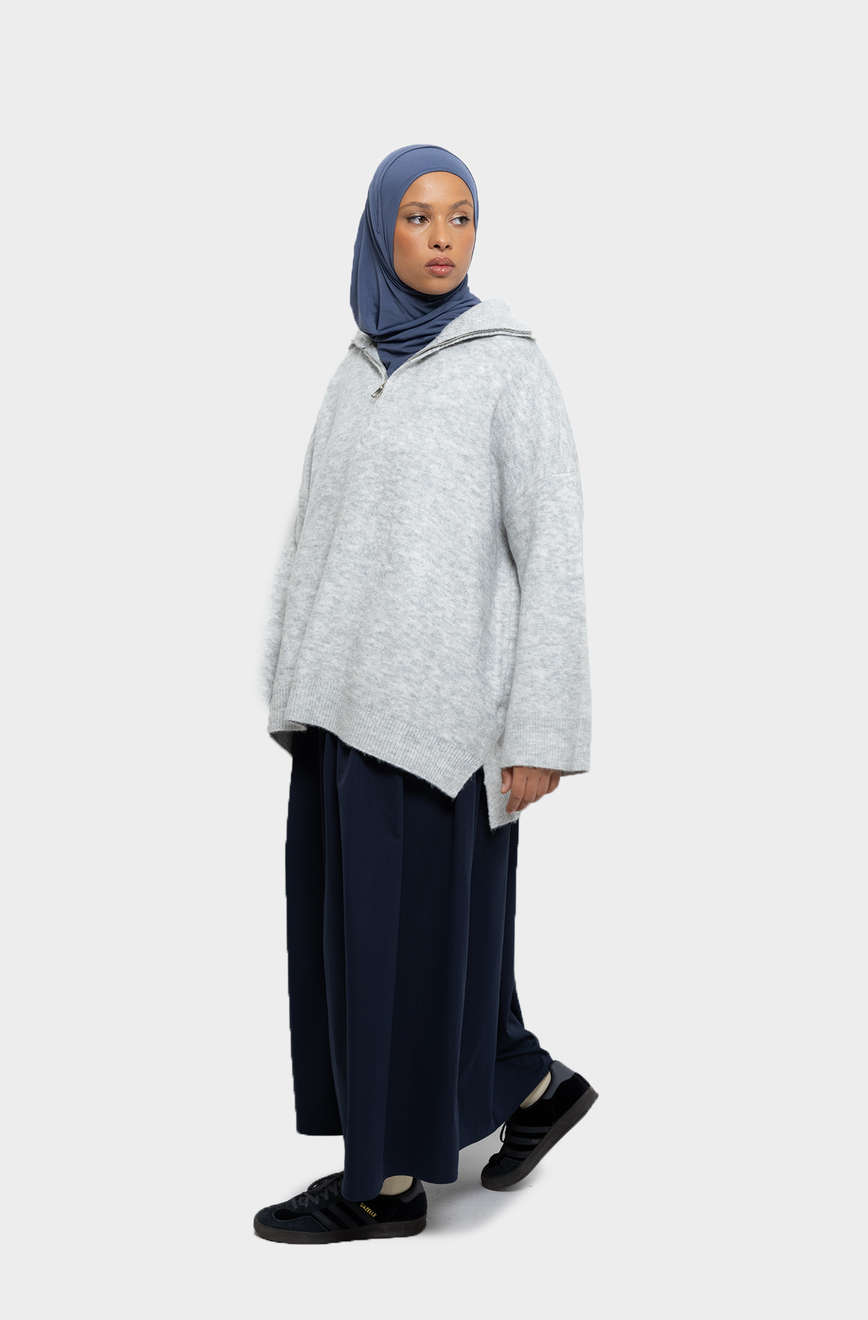 Pull col zip Nuage