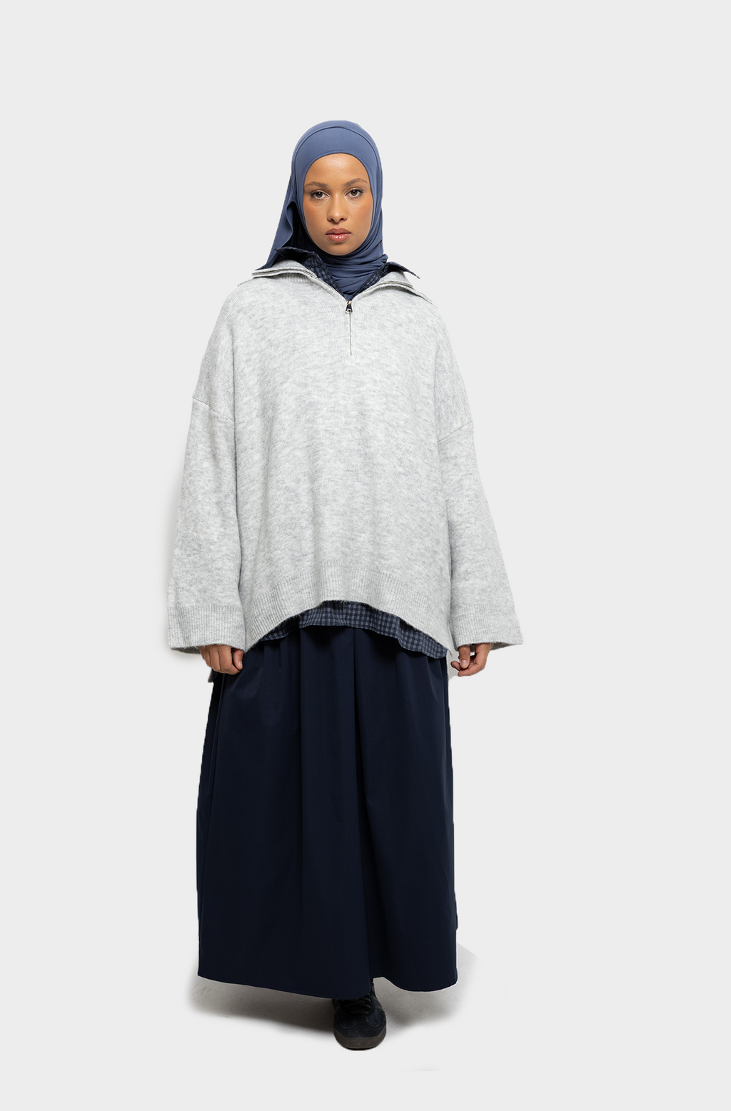 Pull col zip Nuage