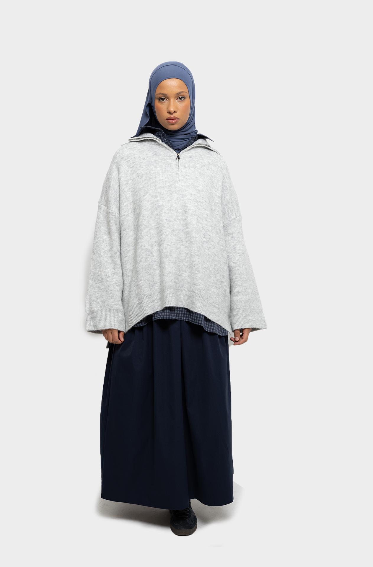 Pull col zip Nuage