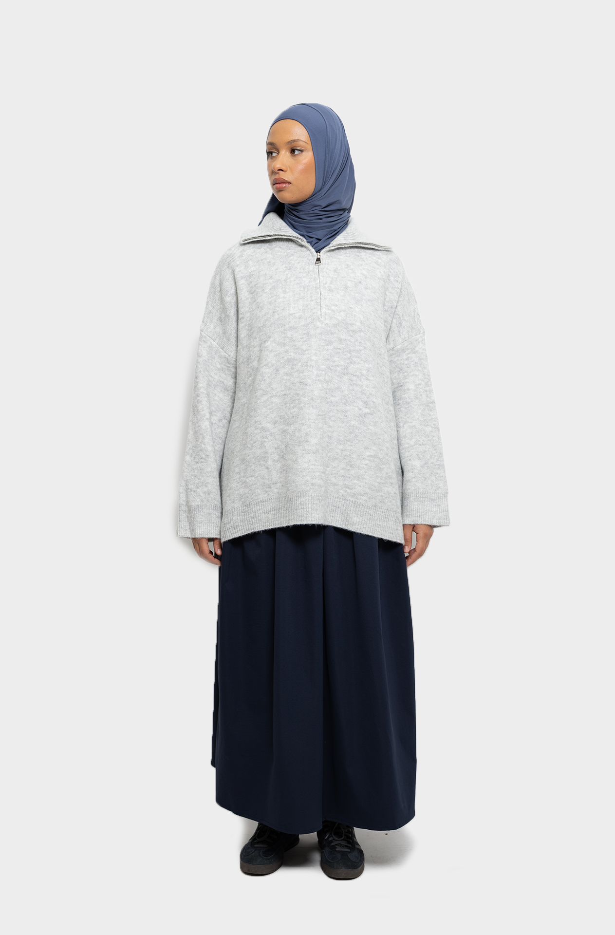 Pull col zip Nuage