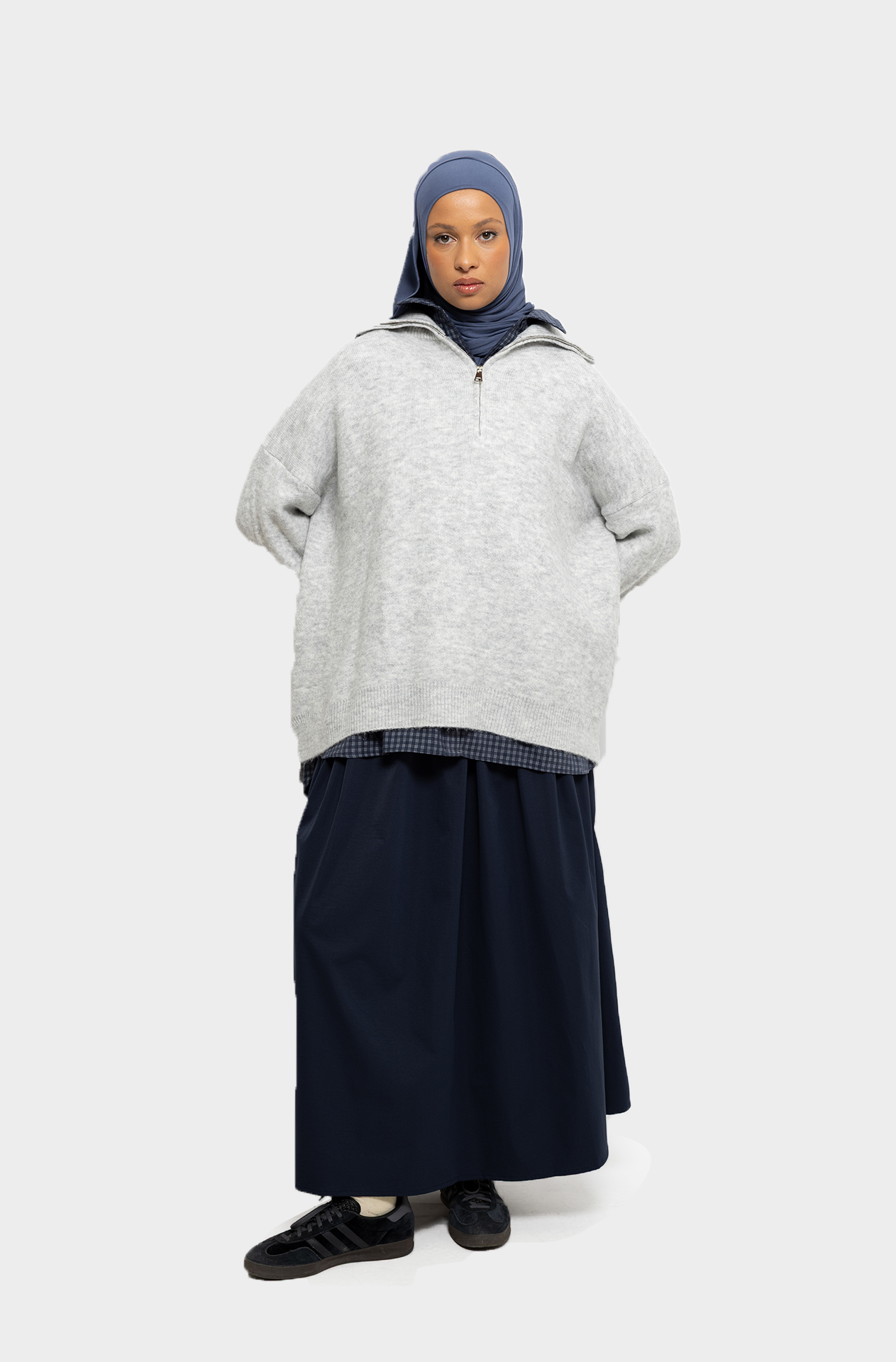 Pull col zip Nuage