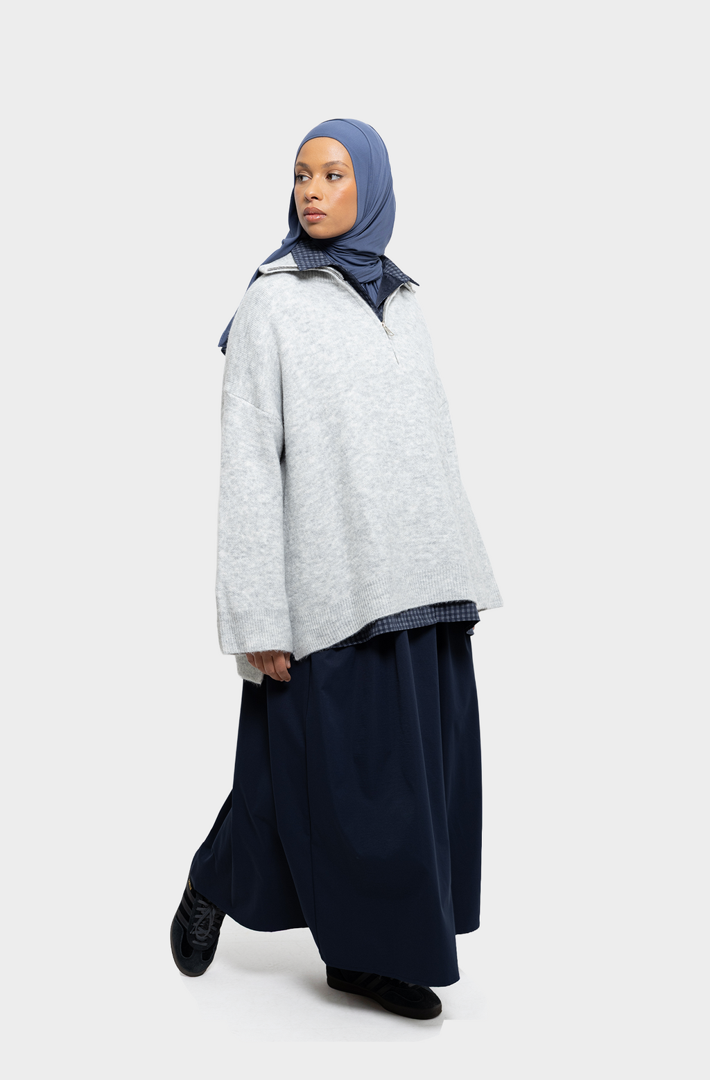 Pull col zip Nuage