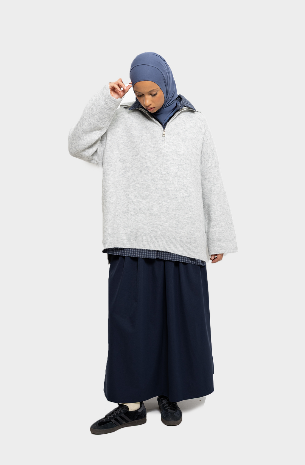 Pull col zip Nuage