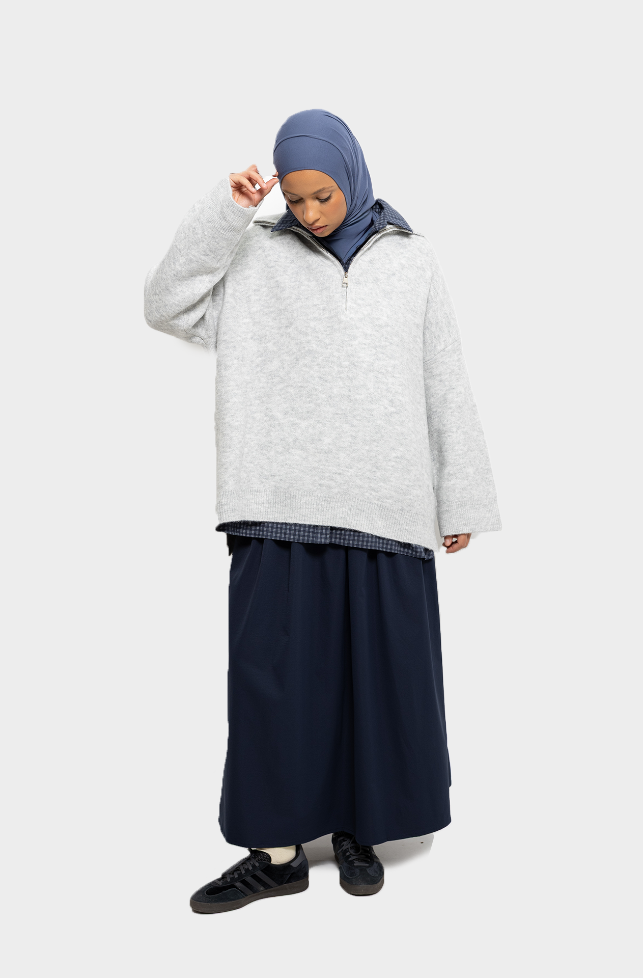 Pull col zip Nuage