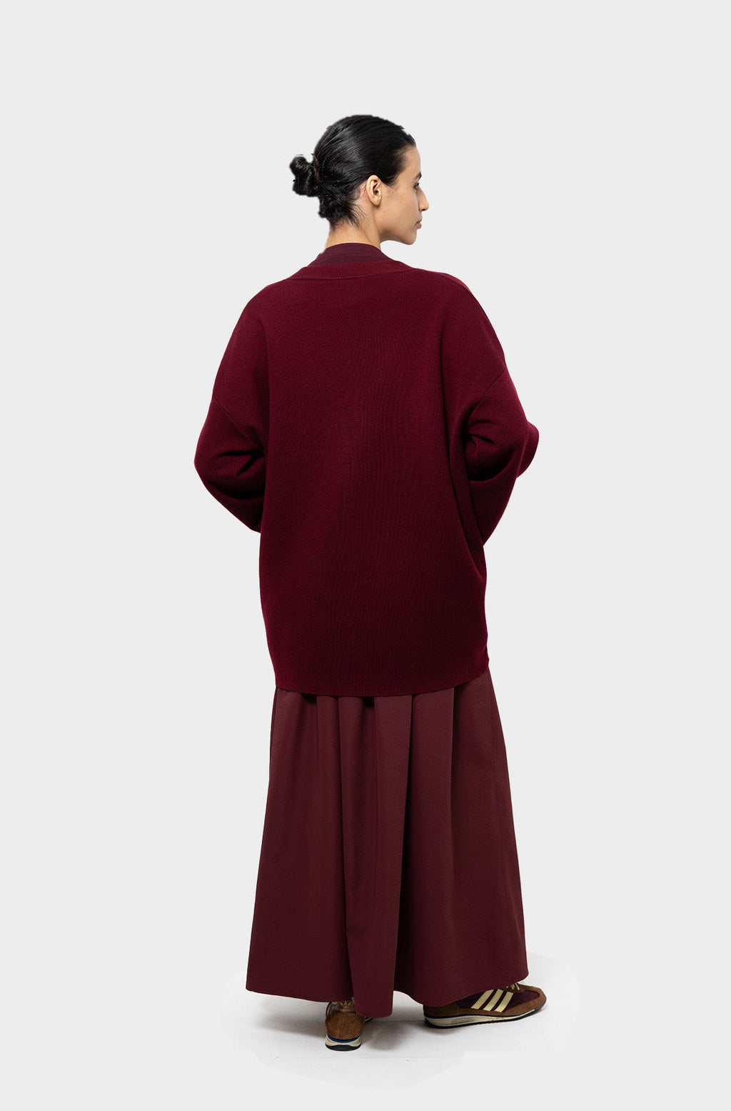 Cardigan court laine mérinos burgundy