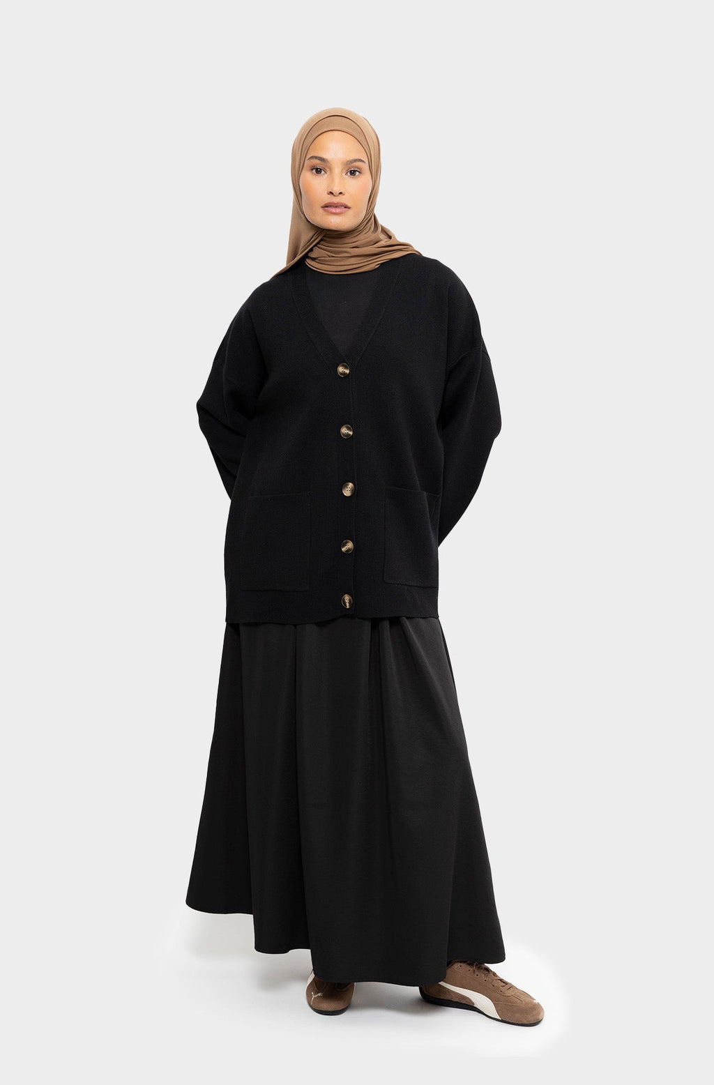 Cardigan court laine mérinos noir
